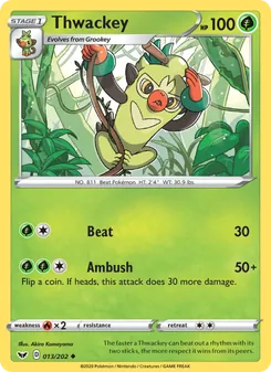 Thwackey card from Sword & Shield, number 13/202