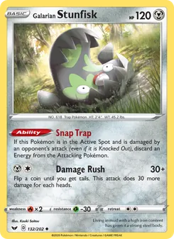 Galarian Stunfisk card from Sword & Shield, number 132/202
