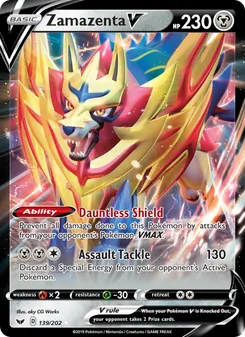Zamazenta V card from Sword & Shield, number 139/202