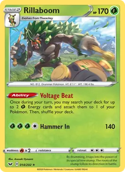 Rillaboom card from Sword & Shield, number 14/202