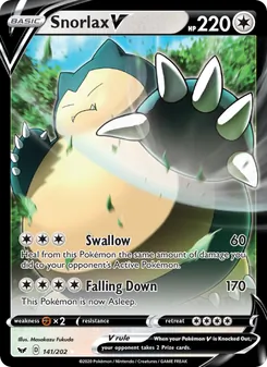 Snorlax V card from Sword & Shield, number 141/202