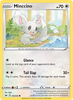 Minccino card from Sword & Shield, number 145/202