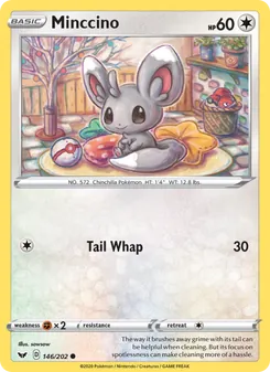Minccino card from Sword & Shield, number 146/202