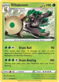 Rillaboom card from Sword & Shield, number 15/202
