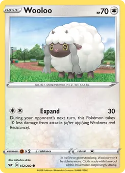Wooloo card from Sword & Shield, number 152/202