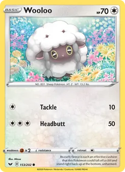 Wooloo card from Sword & Shield, number 153/202