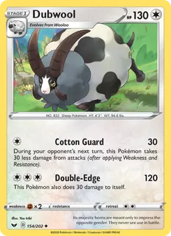 Dubwool card from Sword & Shield, number 154/202
