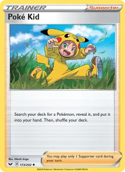 Poké Kid card from Sword & Shield, number 173/202