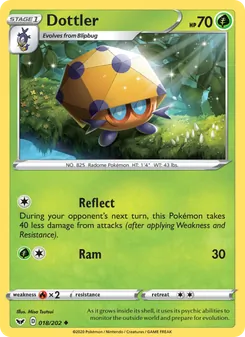 Dottler card from Sword & Shield, number 18/202