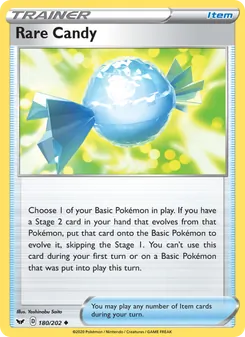 Rare Candy card from Sword & Shield, number 180/202