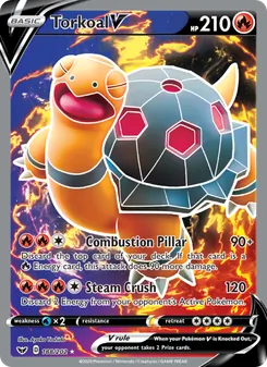 Torkoal V card from Sword & Shield, number 188/202