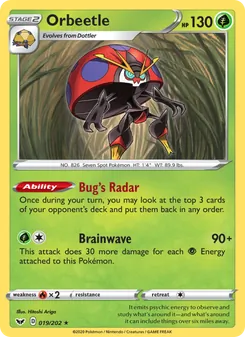 Orbeetle card from Sword & Shield, number 19/202