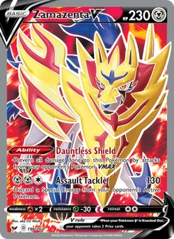Zamazenta V card from Sword & Shield, number 196/202