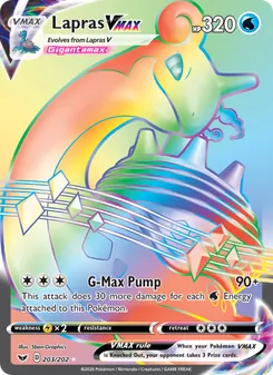 Lapras VMAX card from Sword & Shield, number 203/202
