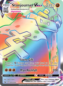 Stonjourner VMAX card from Sword & Shield, number 205/202