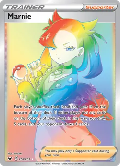 Marnie card from Sword & Shield, number 208/202