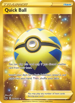 Quick Ball card from Sword & Shield, number 216/202