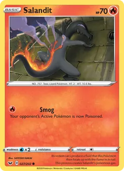 Salandit card from Sword & Shield, number 27/202