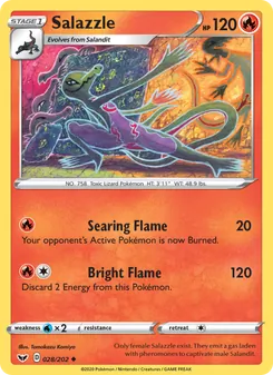 Salazzle card from Sword & Shield, number 28/202
