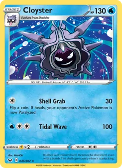Cloyster card from Sword & Shield, number 41/202
