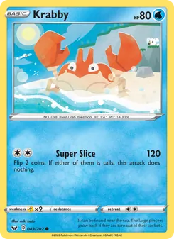 Krabby card from Sword & Shield, number 43/202