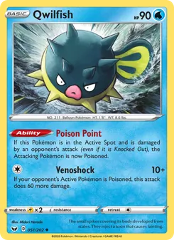 Qwilfish card from Sword & Shield, number 51/202