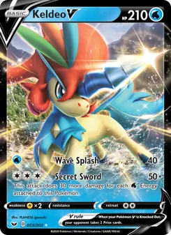 Keldeo V card from Sword & Shield, number 53/202