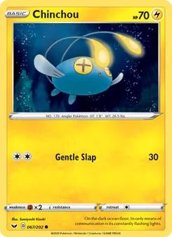 Chinchou card from Sword & Shield, number 67/202