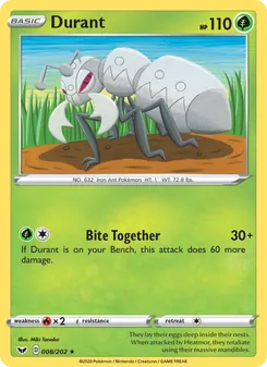 Durant card from Sword & Shield, number 8/202