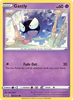 Gastly card from Sword & Shield, number 83/202