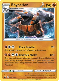 Rhyperior card from Sword & Shield, number 99/202