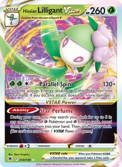 Hisuian Lilligant VSTAR card from Astral Radiance, number 018/189
