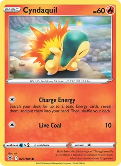 Cyndaquil card from Astral Radiance, number 023/189