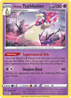 Hisuian Typhlosion card from Astral Radiance, number 052/189