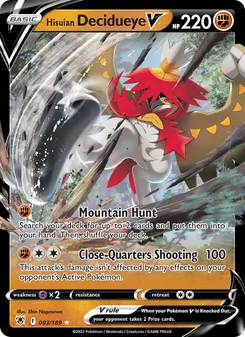 Hisuian Decidueye V card from Astral Radiance, number 083/189