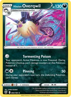 Hisuian Overqwil card from Astral Radiance, number 090/189