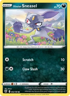 Hisuian Sneasel card from Astral Radiance, number 092/189
