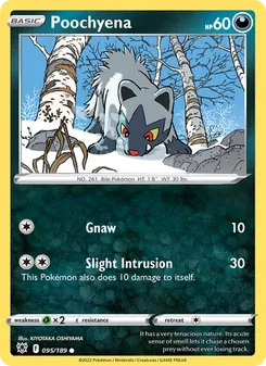Poochyena card from Astral Radiance, number 095/189