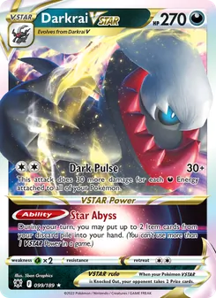 Darkrai VSTAR card from Astral Radiance, number 099/189
