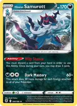 Hisuian Samurott card from Astral Radiance, number 100/189