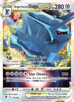 Origin Forme Dialga VSTAR card from Astral Radiance, number 114/189