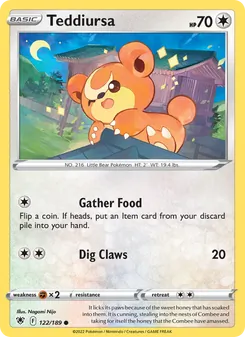 Teddiursa card from Astral Radiance, number 122/189