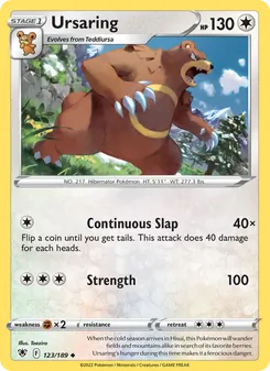 Ursaring card from Astral Radiance, number 123/189
