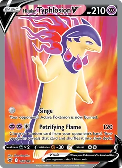 Hisuian Typhlosion V card from Astral Radiance, number 169/189
