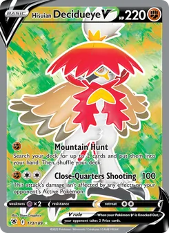 Hisuian Decidueye V card from Astral Radiance, number 173/189