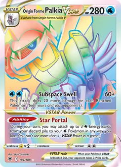 Origin Forme Palkia VSTAR card from Astral Radiance, number 192/189