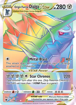 Origin Forme Dialga VSTAR card from Astral Radiance, number 198/189