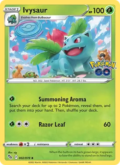 Ivysaur card from Pokémon GO, number 002/78
