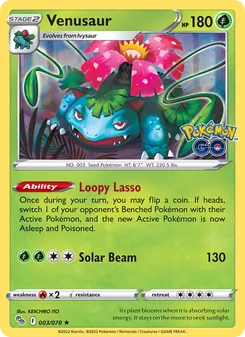 Venusaur card from Pokémon GO, number 003/78