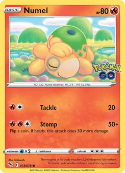 Numel card from Pokémon GO, number 013/78